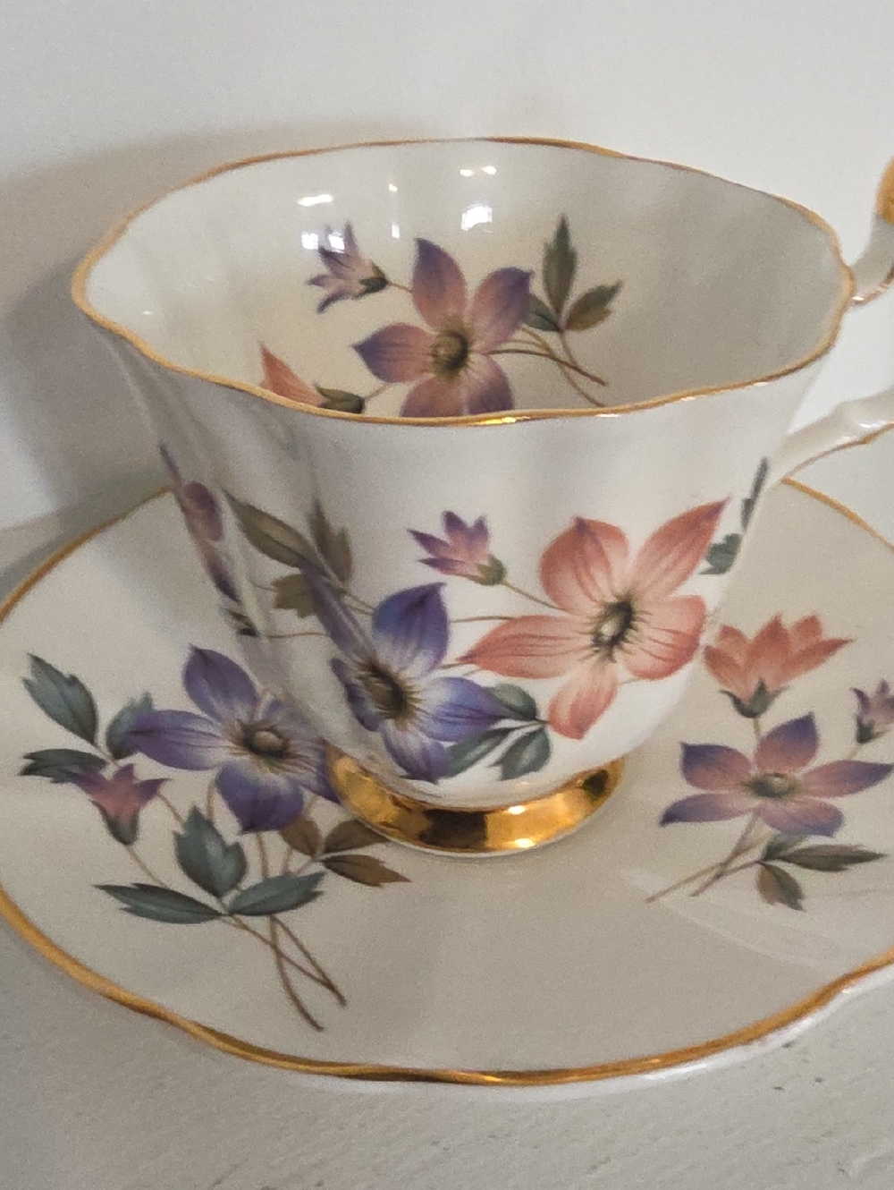 Royal Adderley Fine Bone China teacup & saucer set, featuring a delicate floral - Picture 7 of 7